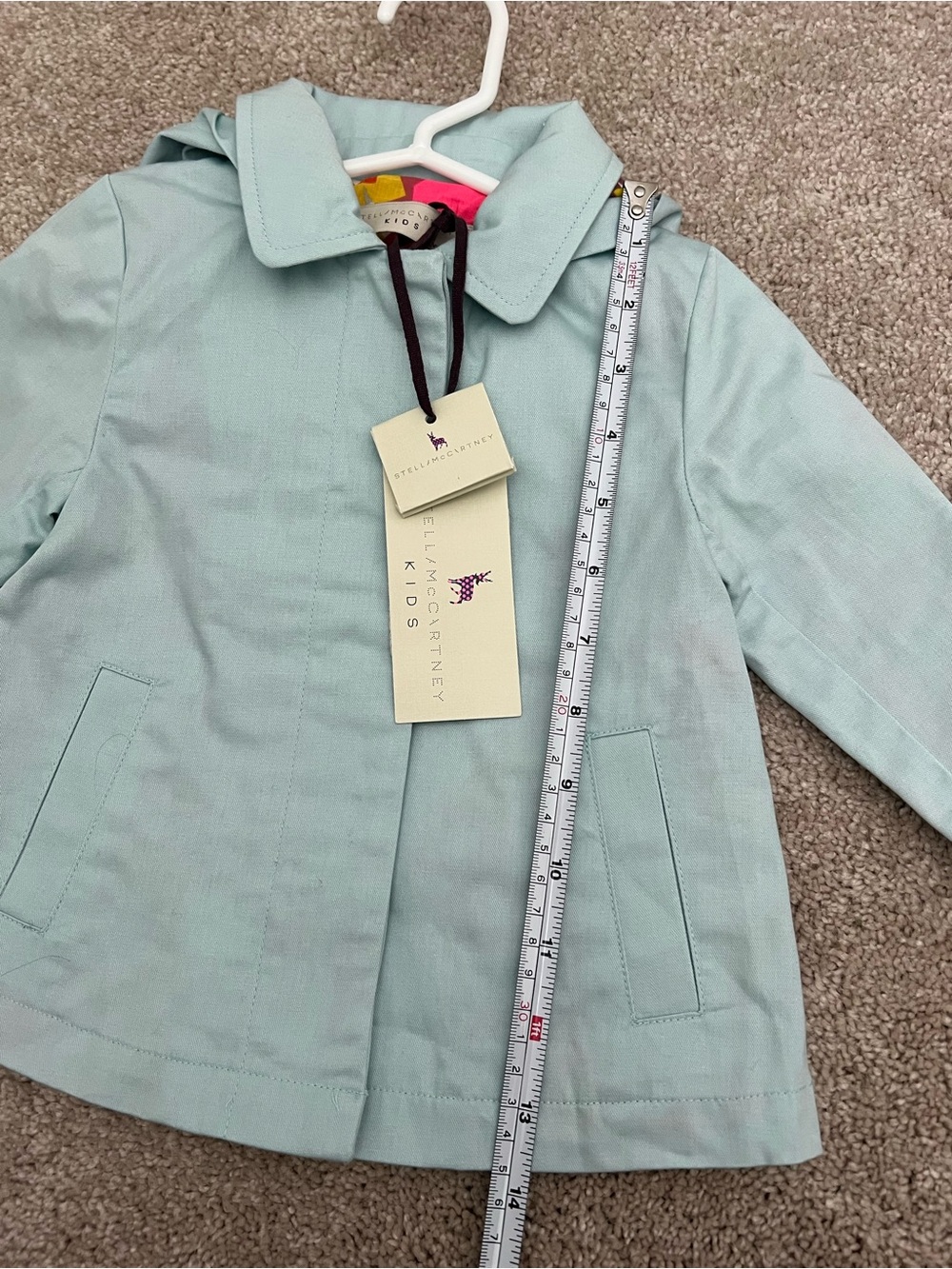 Stella McCartney Kids Light Mint Hooded Cotton Jacket - Picture 5 of 12